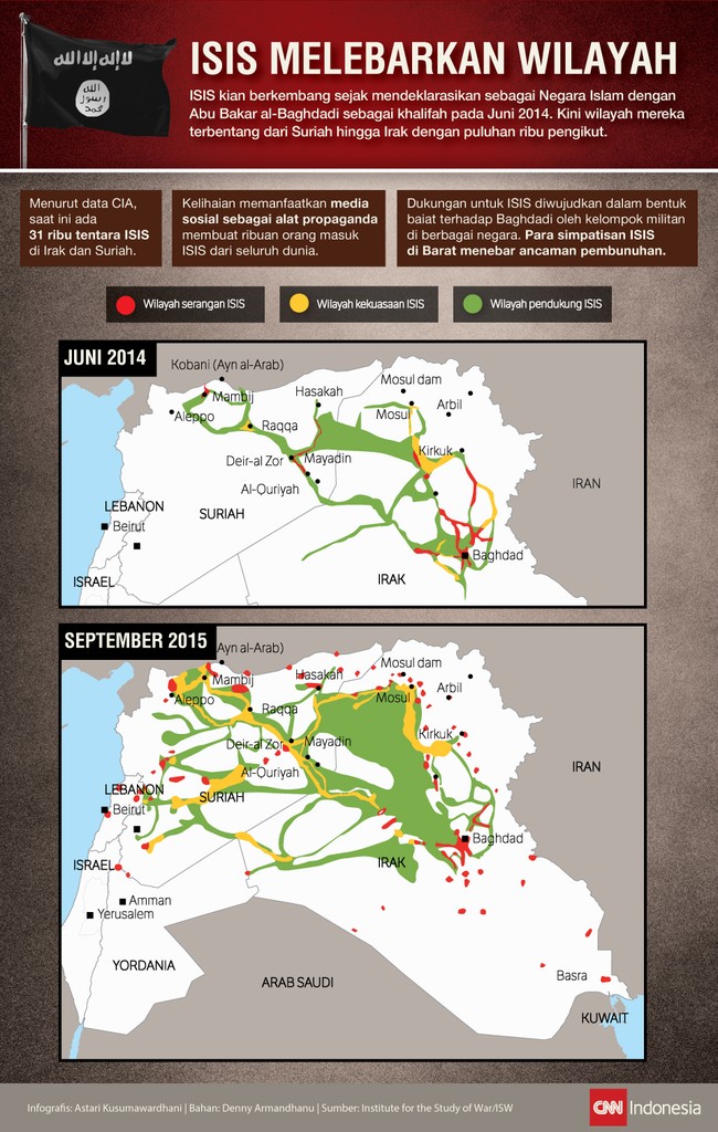 ISIS menguasai sebagian besar wilayah di Irak dan Suriah sejak mendeklarasikan khilafah 2014 lalu. Signifikankah serangan udara yang dilancarkan AS dan koalisi?