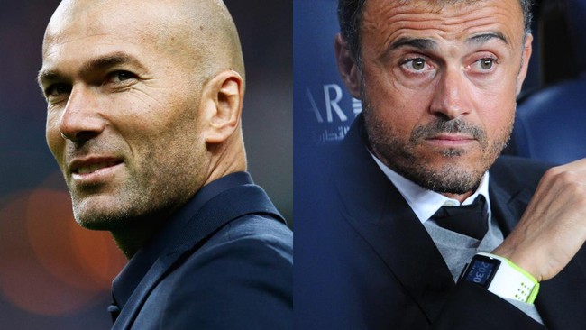 Luis Enrique bakal kembali Zinedine Zidane, orang yang sempat bersitegang dengannya di lapangan pada El Clasico lebih dari satu dekade lalu.