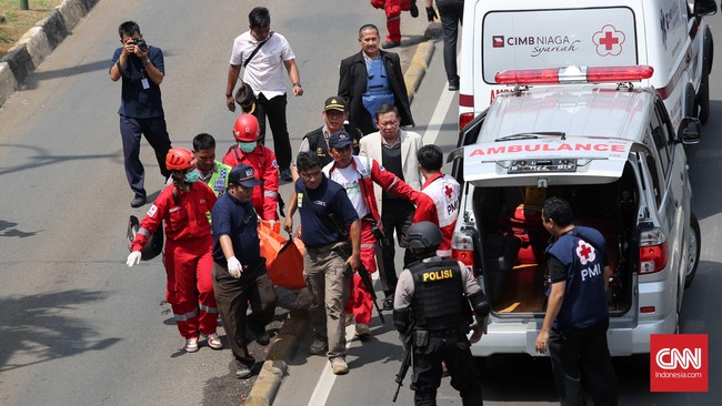 Sejauh ini jumlah korban sipil meninggal serangan di kawasan Thamrin, Jakarta, berjumlah dua orang. Sementara 20 orang lainnya mengalami luka ringan dan berat.