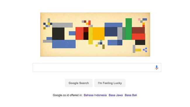 Google doodle hari ini dibuat untuk merayakan hari kelahiran ke-127 pelukis abstrak geometris asal Swiss Sophie Tauber-Arp.