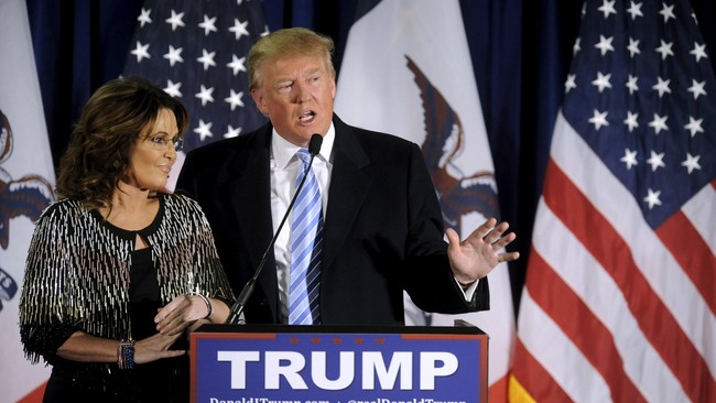 Calon kandidat presiden AS, Donald Trump, mendapat dukungan dari Sarah Palin, mantan kandidat wakil presiden AS dalam pemilu 2008 lalu.