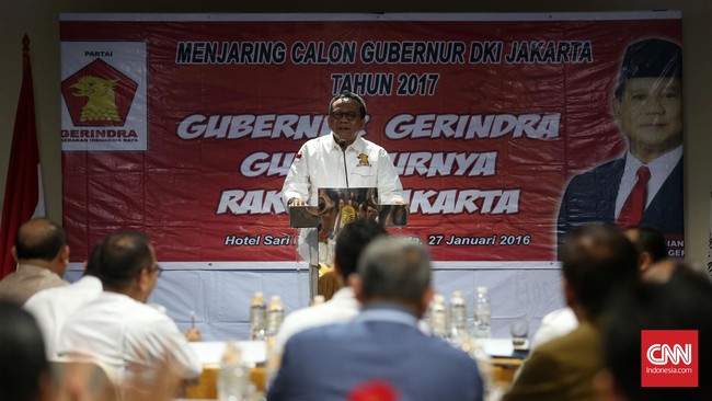 Meski tak hadir, Ketua DPD Gerindra M.Taufik memastikan Wali Kota Bandung itu tidak menolak dicalonkan sebagai Gubernur DKI Jakarta.