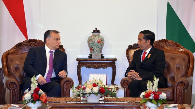 Perdana Menteri Hungaria Victor Urban bertemu dengan Presiden Jokowi di Jakarta hari ini, membicarakan peningkatan kerja sama kedua negara.