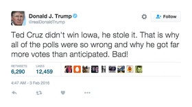 Kalah di Iowa, Donald Trump Tuding Ted Cruz 'Mencuri'