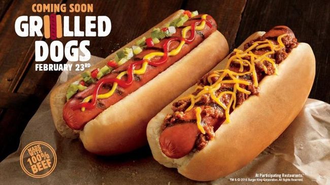 Menu hot dog The Classic dan Chili Cheese dipastikan menjadi sajian andalan terbaru Burger King. Targetnya, hot dog mereka bakal tenar seperti Whopper.
