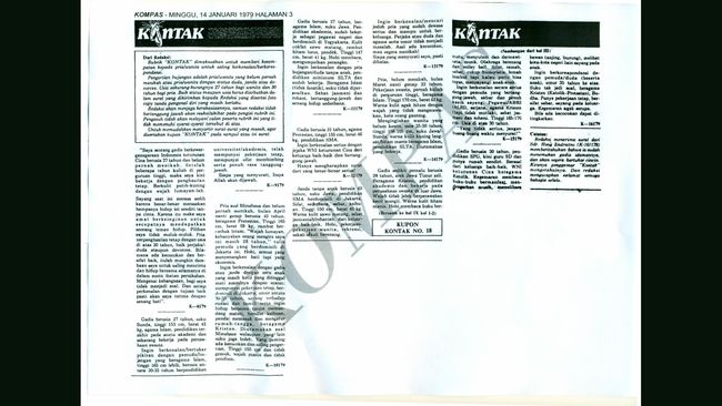Berjaya selama 36 tahun, rubrik perjodohan Kontak yang setia hadir di layanan KOMPAS akhirnya menemui senjakala.