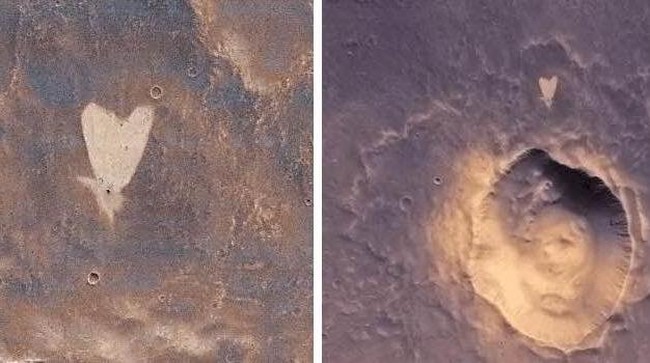 NASA merilis foto permukaan Mars yang berbentuk hati menggunakan kamera Context Camera.
