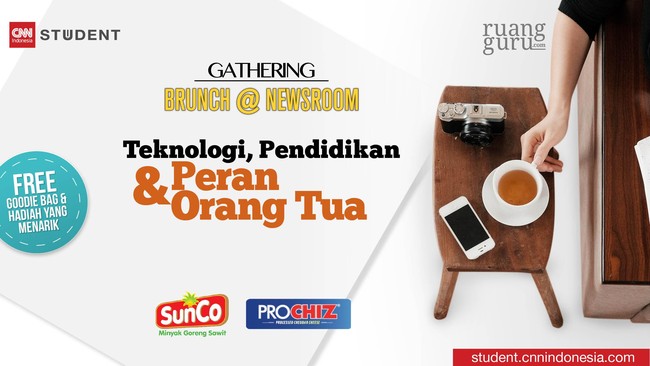 Brunch@Newsroom, community gathering CNN Indonesia Student, kembali akan diadakan pada 23 Februari 2016 bekerjasama dengan ruangguru.com.