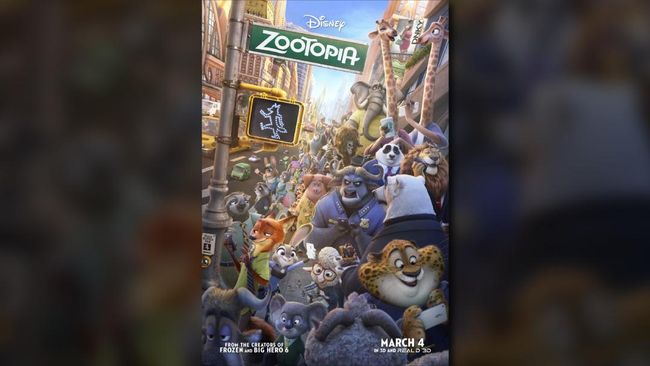 Tak ada saling mangsa, 64 spesies hewan berbeda di film kocak ini hidup rukun sesuai slogannya, "Where anyone can be anything."