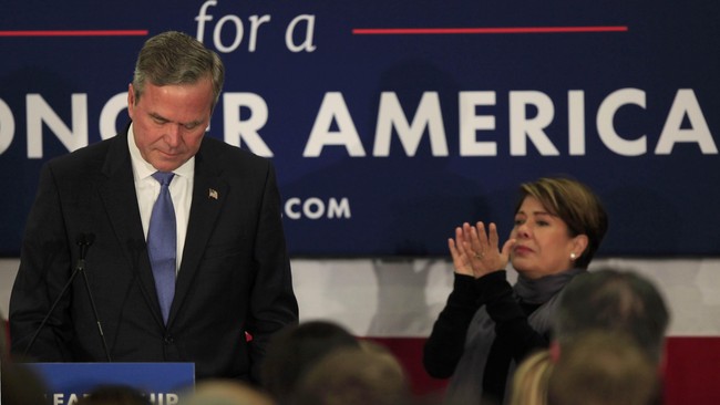 Hasil yang buruk berturut-turut di Iowa, New Hampshire dan South Carolina, membuat Jeb Bush menangguhkan pencalonannya dalam pemilu AS.