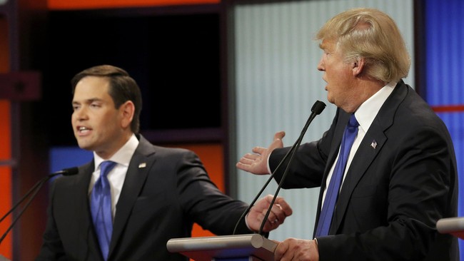 Donald Trump menyinggung soal ukuran kemaluannya dalam debat kandidat calon presiden dari Partai Republik untuk membalas tuduhan Marco Rubio.