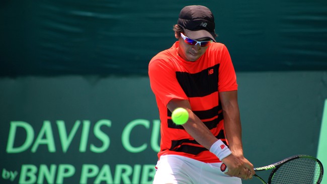 Petenis Indonesia, Christopher Rungkat, tampil dalam Kejuaraan Wimbledon 2019, yang bergulir dari 1 hingga 14 Juli 2019.
