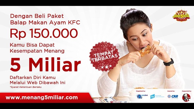 Penyelenggara lomba makan ayam goreng berhadiah Rp 5 miliar, Kentucky Fried Chicken (KFC) terancam dikenai pasal 359 KUHP tentang adanya unsur kelalaian.