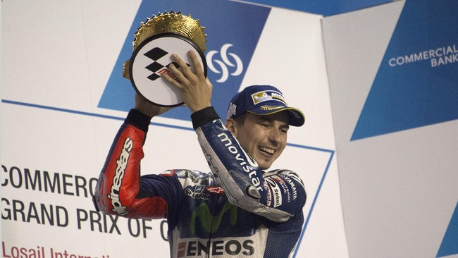 Berada di start pertama, pebalap Movistar Yamaha, Jorge Lorenzo, bersiap mengejar kemenangan podium kelima di Sirkuit Le Mans, Perancis, Minggu (8/5)
