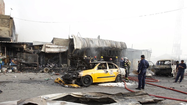 Pelaku bom bunuh diri meledakkan dirinya di sebuah mobil di wilayah permukiman Muslim Syiah di Baghdad, Irak, menyebabkan 11 orang tewas dan 39 lainnya luka.