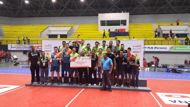Jakarta BNI Taplus berhasil menjadi juara final four kategori putra setelah menaklukkan Jakarta Pertamina Energi dengan skor telak, 3-0.