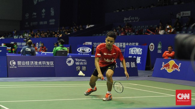 Di dua pertandingan sebelumnya, Anthony Ginting bermain ketika Indonesia sudah kantongi kemenangan. Kini ia main di partai penentu.