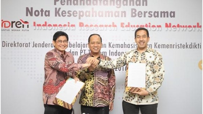 PT Telkom Indonesia bekerjasama dengan Kemenristekdikti akan memperluas penyebaran fasilitas Indonesian Research and Education Network.