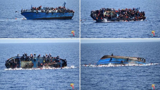 Angkatan laut Italia menyatakan, dalam peristiwa tersebut 562 orang berhasil diselamatkan, sementara lima orang ditemukan tewas.