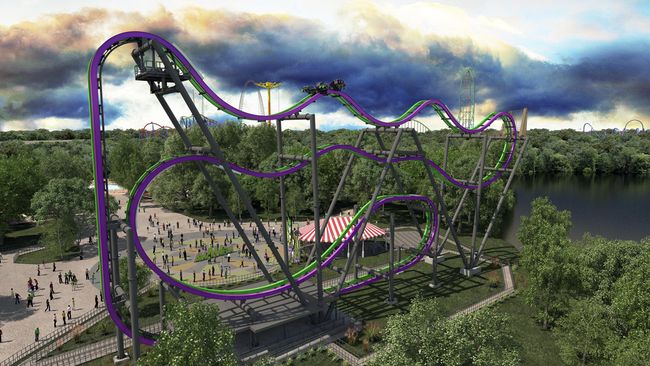 Sebuah wahana kereta cepat mendadak mati mesin saat melaju membawa beberapa penumpang. Roller coaster itu berhenti dalam posisi jungkir balik.
