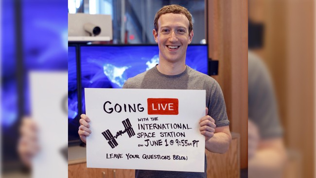 CEO Facebook Mark Zuckerberg akan mengadakan tanya jawab secara langsung dengan para astronaut yang sedang mendiami Stasiun Luar Angkasa Internasional