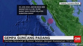 Gempa Berkekuatan 6,5 SR Mengguncang Kota Padang.