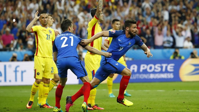Tuan rumah Perancis meraih kemenangan tipis 2-1 atas Rumania pada laga pembuka Piala Eropa 2016 di Stade de France, Jumat (10/6) malam waktu setempat.