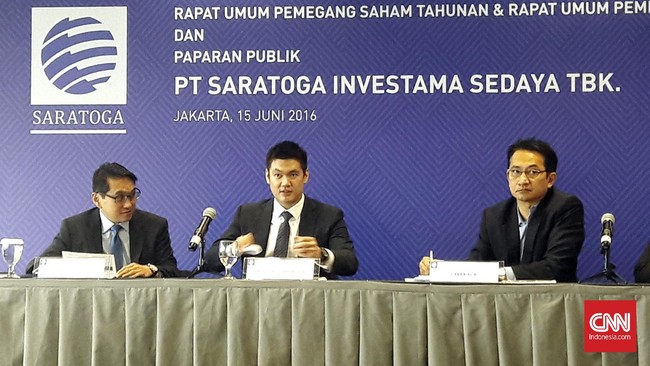 Setelah melakukan perubahan standar akuntansi, Saratoga mencatatkan laba bersih sebesar Rp5,67 triliun dengan total aset Rp25,1 triliun pada 2016.