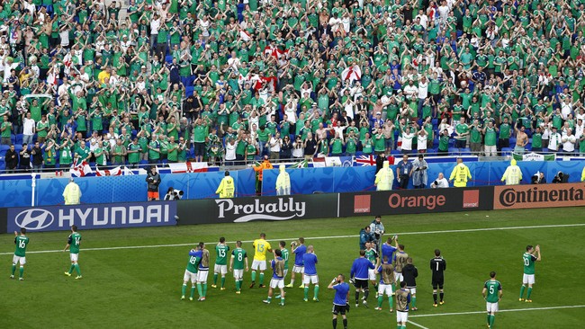 Seorang suporter timnas Irlandia Utara meninggal di Stadion Parc Olympique Lyonnais di sela pertandingan Grup C Piala Eropa melawan Ukraina, Kamis (16/6).