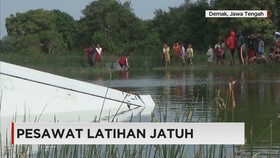 Pesawat Latihan Jatuh di Area Tambak