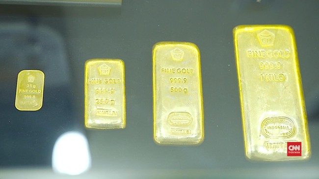 Harga jual emas PT Aneka Tambang Tbk (Antam) berada di posisi Rp752 ribu per gram pada Selasa (29/10) atau turun Rp5.000 dari Rp759 ribu per gram kemarin.