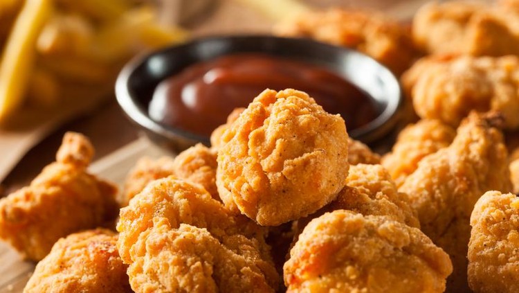Homemade Crispy Popcorn Chicken with Barbecue Sauce