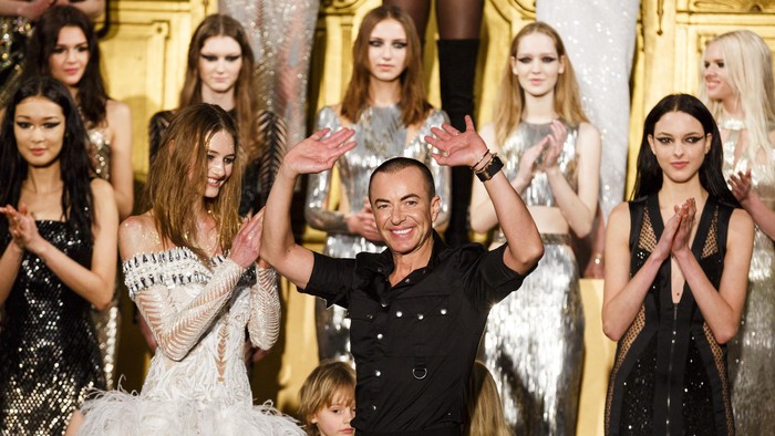 LONDON, ENGLAND - FEBRUARY 20:  Julien Macdonald walks the runway at the Julien Macdonald show during London Fashion Week Autumn/Winter 2016/17 at One Mayfair on February 20, 2016 in London, England.  (Photo by Tristan Fewings/Getty Images)