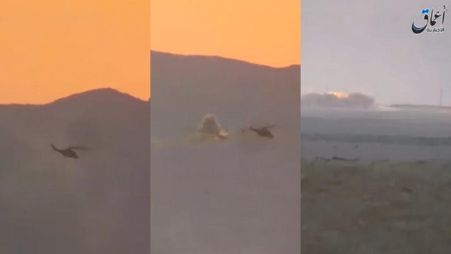 Kelompok militan ISIS menembak jatuh sebuah helikopter serbu milik Rusia di dekat Palmyra, Suriah. Dua orang pilot Rusia dalam helikopter tersebut tewas.