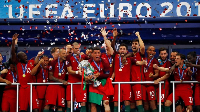 Selecao das Quinas keluar sebagai juara Piala Eropa dengan status jarang memenangi laga di waktu normal.