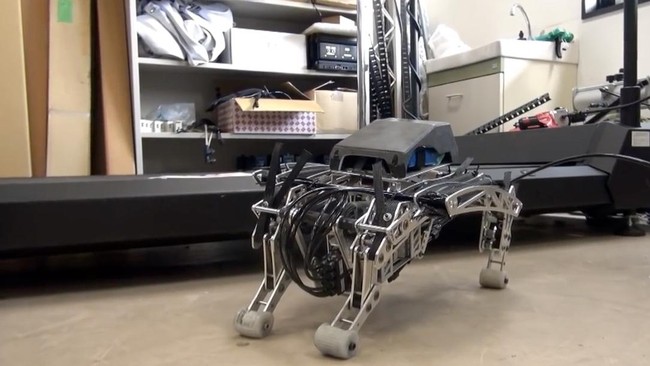 Sistem gerak pneumatik pada robot ini memungkinkan lengan-lengan robot bergerak cepat seperti anjing mungil yang bergerak hiper aktif.