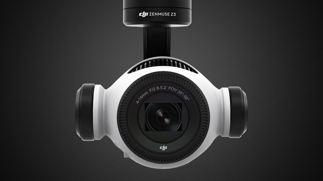 Modul kamera itu diberi nama Zenmuse Z3 yang memakai sensor Sony dengan kemampuan zoom optik 3.5x dan digital zoom 2x.