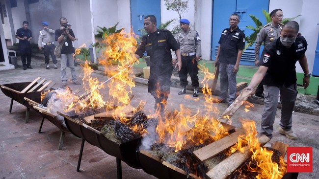 Barang bukti yang dimusnahkan hasil pengungkapan selama dua bulan terakhir yang melibatkan sindikat internasional.
