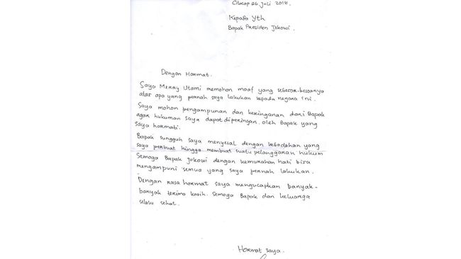 Mohon Ampun Terpidana Mati Merry Utami Tulis Surat Ke Jokowi