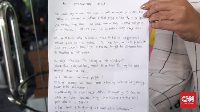 Terpidana mati asal Nigeria merasa, Indonesia tidak memperlakukan mereka dengan adil dibandingkan dengan terpidana mati asal negara lain.