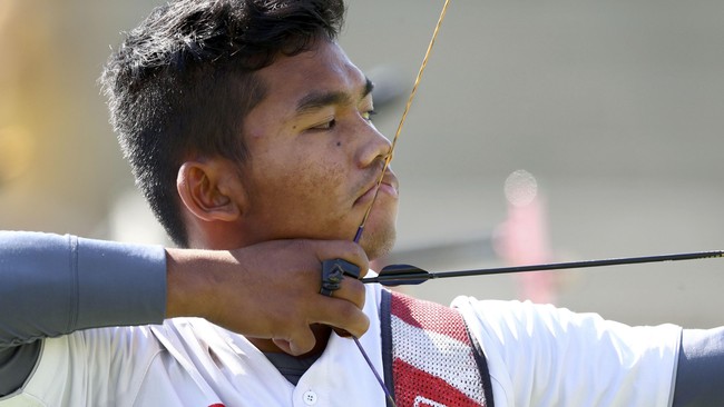 Tim panahan putra Indonesia terhenti di babak perempat final setelah dikalahkan Amerika Serikat dengan skor 6-2.