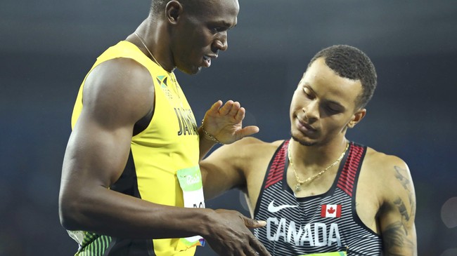 Sprinter Kanada, Andre de Grasse mengatakan, tak ada yang bisa mengalahkan Usain Bolt selama sprinter Jamaika itu belum pensiun dari arena.