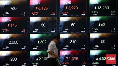 Layar pergerakan Indeks Harga Saham Gabungan di Main Hall Bursa Efek Indonesia (BEI), Jakarta, Jumat, 16 September 2016. Indeks harga saham gabungan (IHSG) ditutup menguat di akhir sesi I perdagangan 