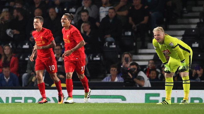 Liverpool meraih kemenangan mudah atas Derby County 3-0 pada babak ketiga Piala Liga di Stadion iPro, Selasa (20/9) malam waktu setempat.