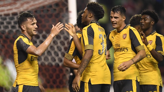 Penyerang anyar Arsenal, Lucas Perez, menjadi bintang kemenangan 4-0 The Gunners atas Nottingham Forest di putaran ketiga Piala Liga, Selasa (20/9) malam.