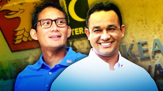 Partai Gerindra dan PKS resmi mencalonkan mantan Menteri Pendidikan dan Kebudayaan Anies Baswedan dan pengusaha Sandiaga Uno untuk Pilkada DKI Jakarta 2017.