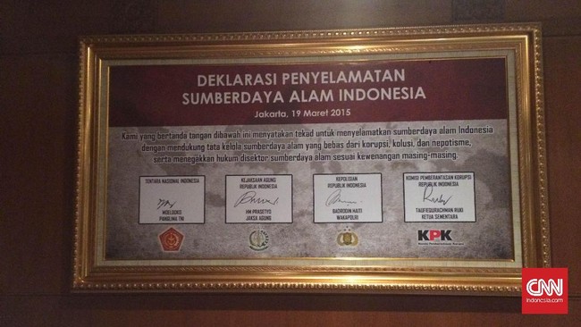 Deklarasi penyelamatan sumber daya alam disaksikan oleh Presiden di Istana Negara. Namun, masalah lingkungan nampaknya jauh dari kata selesai.