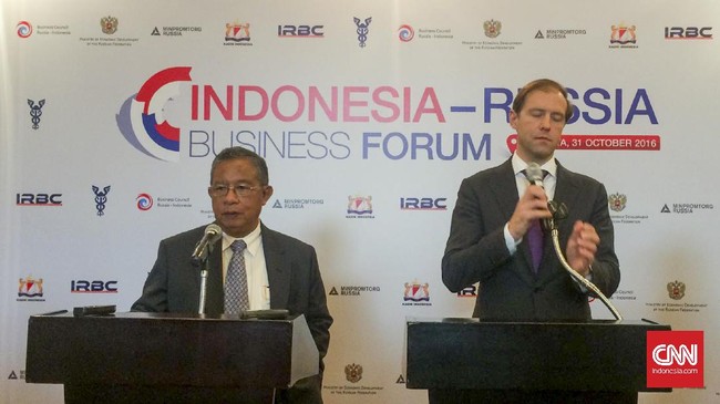 Pemerintah Indonesia memasng target perdagangan dengan Rusia hingga US$5 miliar sampai akhir tahun ini.