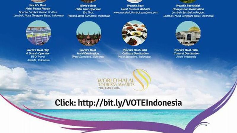 Ayo segera dukung Indonesia di World Halal Tourism Award 2016.