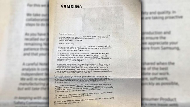 Samsung mengakui gagal menghadirkan kualitas dan keamanan yang terbaik. Selain meminta maaf, Samsung berjanji akan memeriksa ulang aspek perangkat Note 7.